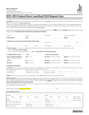2013–2014 Federal Direct Loan/Grad PLUS Request Form