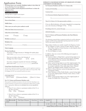 University of Michigan Graduate Application Form