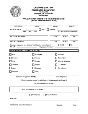 Cherokee Nation Citizenship Application - Fill Online, Printable ...