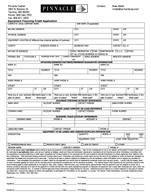 Equipment Financing Credit Application