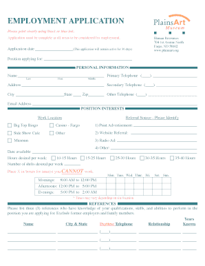 Employment Application Form