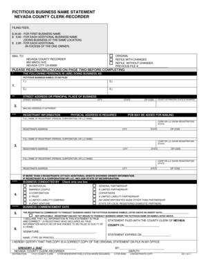 Fictitious Business Name Statement