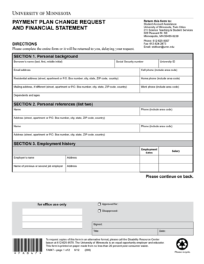 Order of the financial statements - umn payment plan