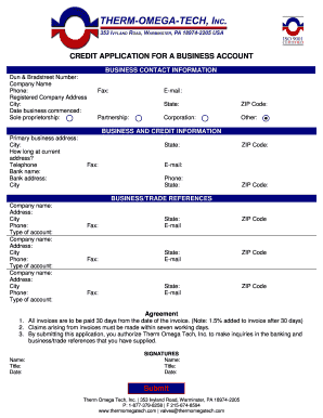 Business Credit Application Form