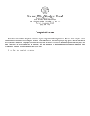 New Jersey Medical Complaint Form