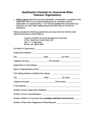 qualification checklist for ceremonial rifles form