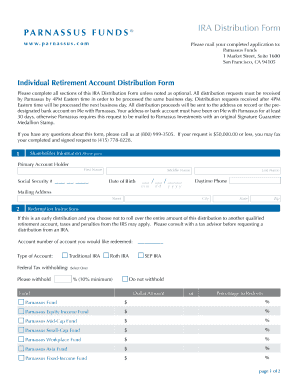 Parnassus Funds IRA Distribution Form
