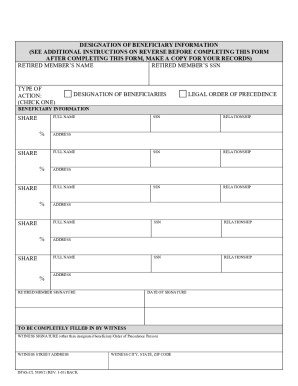 Dfas Beneficiary Form - Fill Online, Printable, Fillable ...