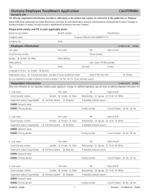 Printable employment application - ca 80124 humana