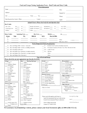 Feed and Forage Testing Application Form