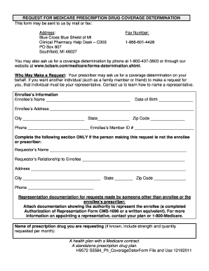 Medicare Prescription Drug Coverage Determination Form