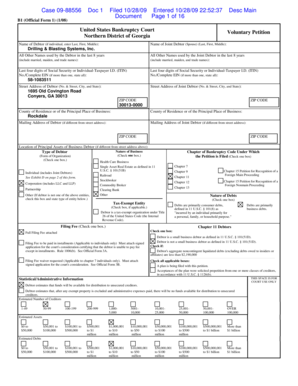US Bankruptcy Voluntary Petition
