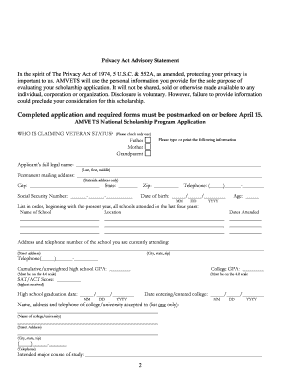 Illinois amvets service foundation fillable scholarship application form
