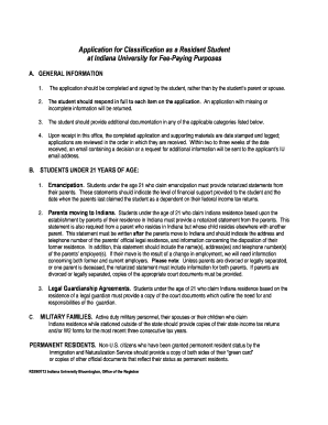 Indiana University Resident Student Application