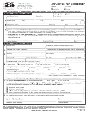 Maine Public Employees Retirement System Application