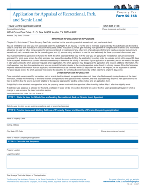 Texas Recreational Park Scenic Land Appraisal Form