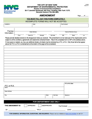 New York DEP Amendment Form
