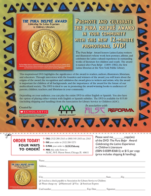 Pura Belpré Award Promotional DVD Order Form