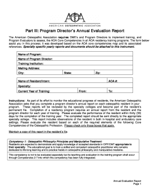 Mini mental status examination - program directors annual evalution report aoa form