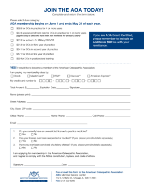 AOA Membership Application Form