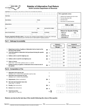 North Carolina Alternative Fuel Return Form