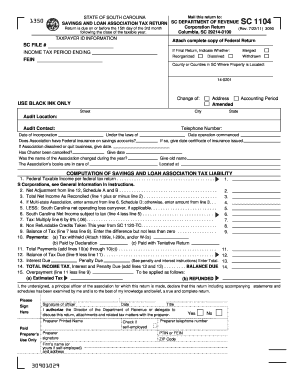 South Carolina Savings and Loan Association Tax Return