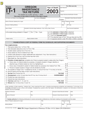 Oregon Inheritance Tax Return Form IT-1