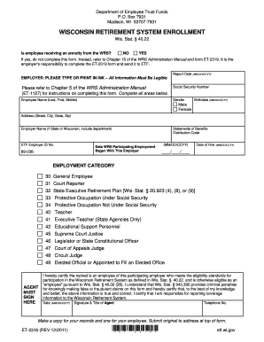 Wisconsin Retirement System Enrollment Form