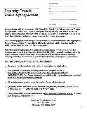 Dial-A-Lift Application Form