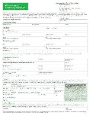 ADA Affiliate Membership Application
