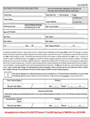 Louisiana Electronic Funds Transfer Enrollment Form