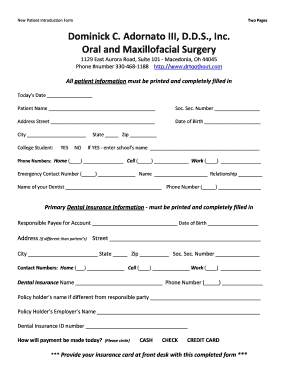 New Patient Introduction Form