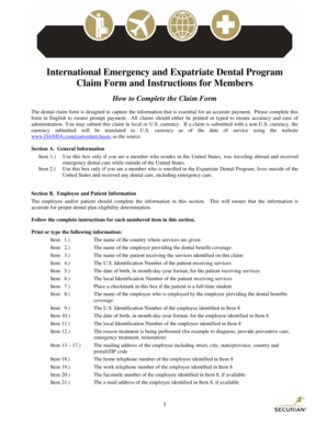 International Emergency and Expatriate Dental Claim Form