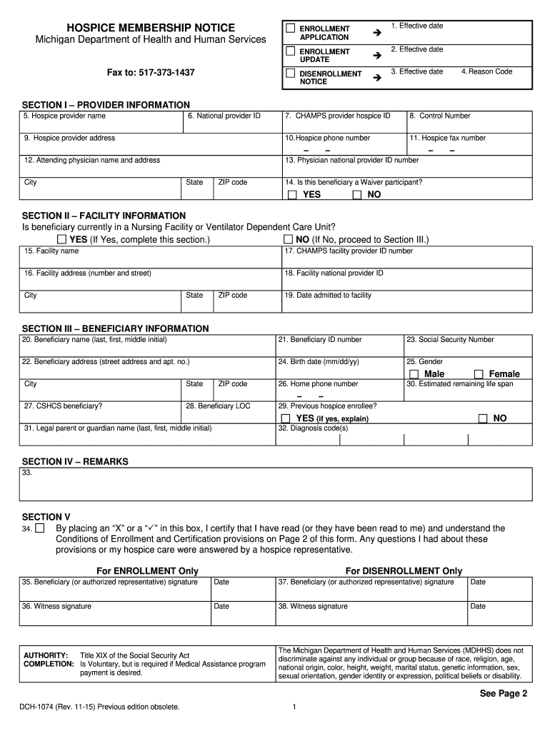 state of michigan hospice membership notice form Preview on Page 1.