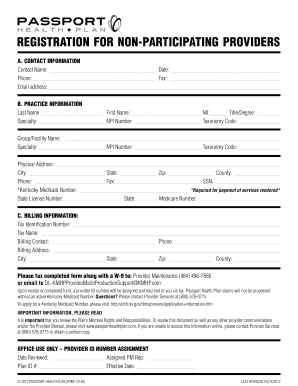 passport health plan registration non participating providers form