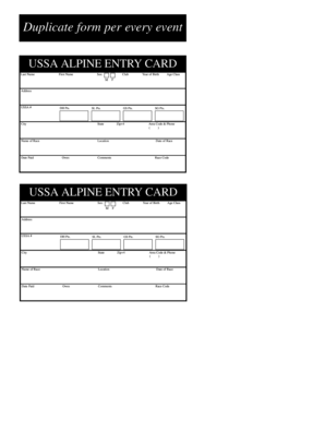USSA Alpine Entry Card