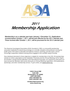 2011 ASA Membership Application