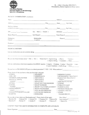 Medical History Form