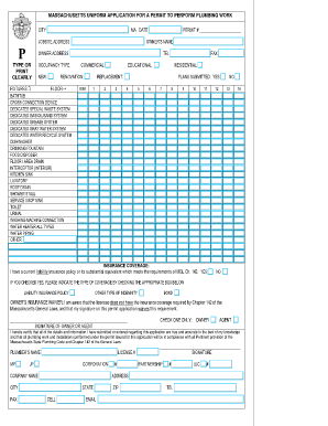 Massachusetts Plumbing Work Permit Application