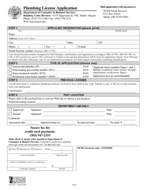 Oregon Plumbing License Application