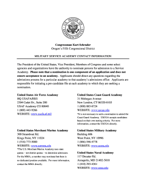 Kurt schrader pdf application for nomination to military academy form