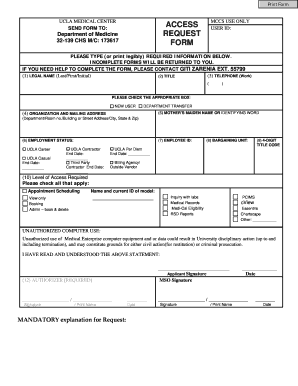 UCLA Medical Center Access Form