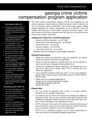 Georgia Crime Victims Compensation Program Application