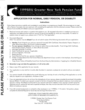 Pension Benefit Application Form