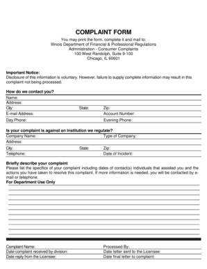 Illinois Complaint Form