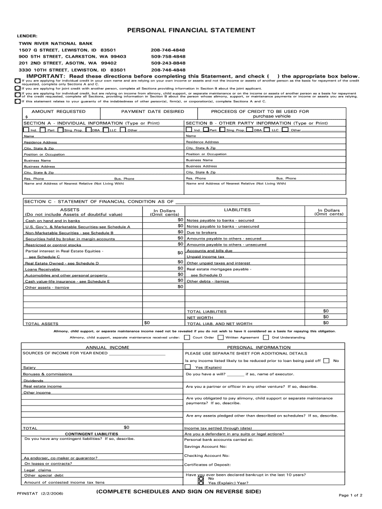 financial pfinstat template Preview on Page 1