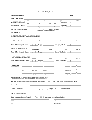 General Staff Application Form