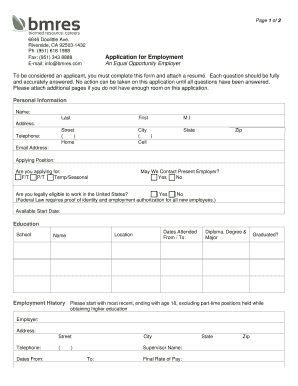 Employment Application Form - Sample