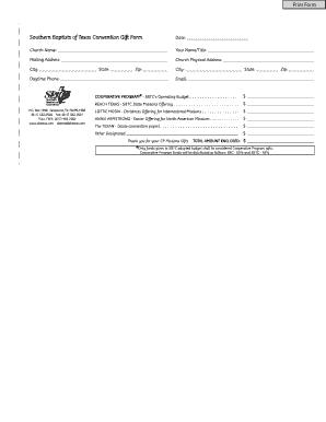 Southern Baptists of Texas Convention Gift Form