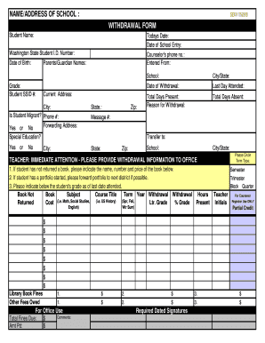 Washington State Student Withdrawal Form